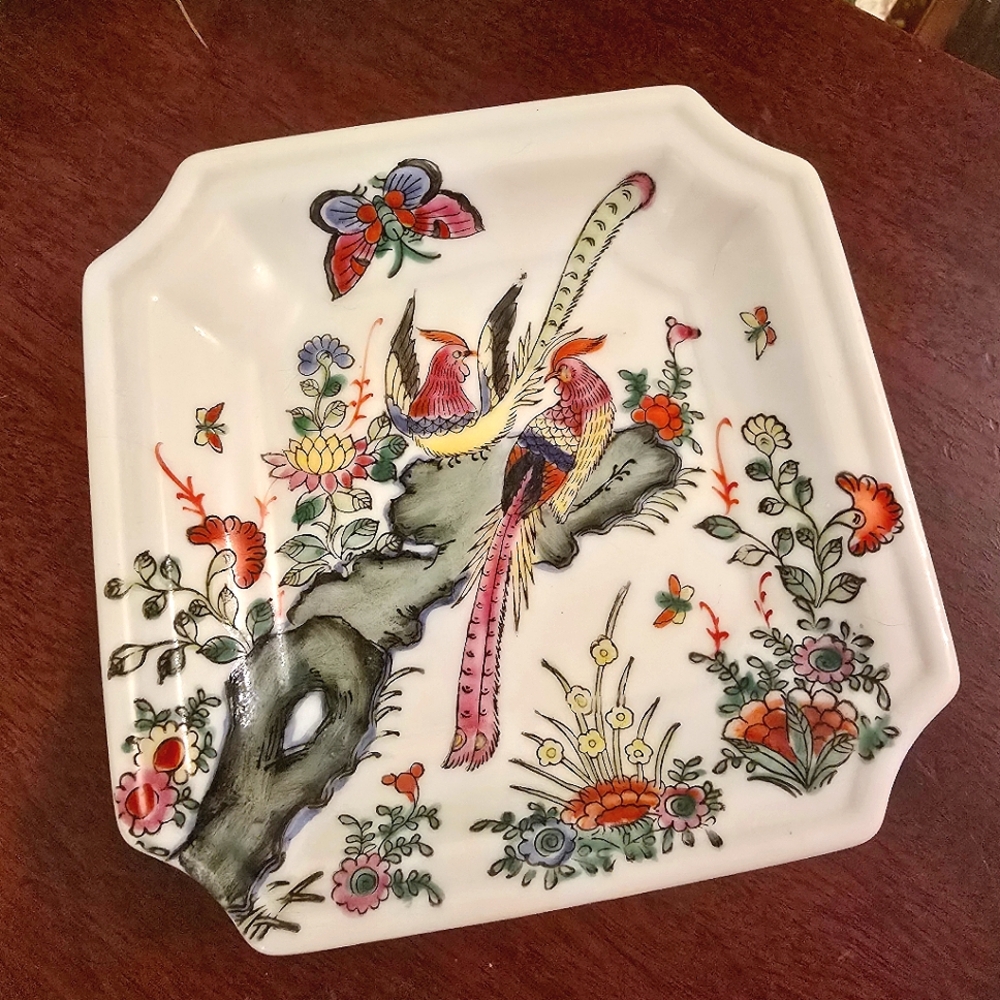 Oriental Objects D'Art Decorative Square Dish- Made in Macau